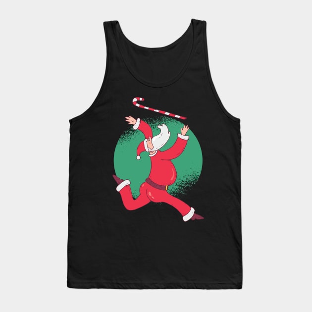 Funny Christmas Santa Baton Twirling a Candy Cane Tank Top by madeinchorley